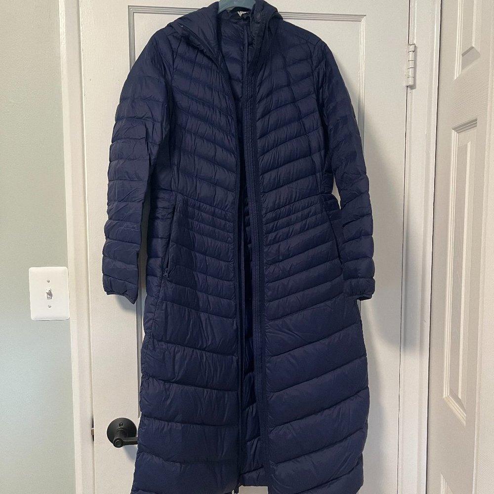 Land's End Women's Size XS (2-4) Packable Down Full-Length Coat Navy Blue
